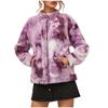 Damer Langermet Dame Tie-dye Trykt Hettegenser Enkeltspent Plysjjakke Kåpe