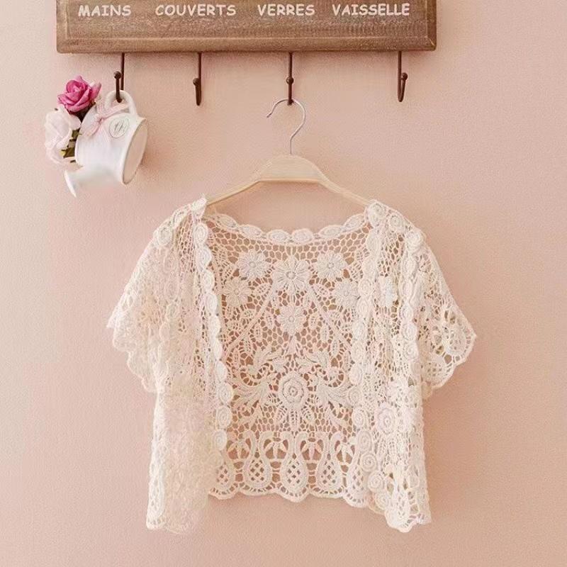 White Black Apricot Women Short Sleeve Shrug Bolero Lace Wedding Bridal Summer Jacket Elegant Lace Cape Knit Vest Vest Women