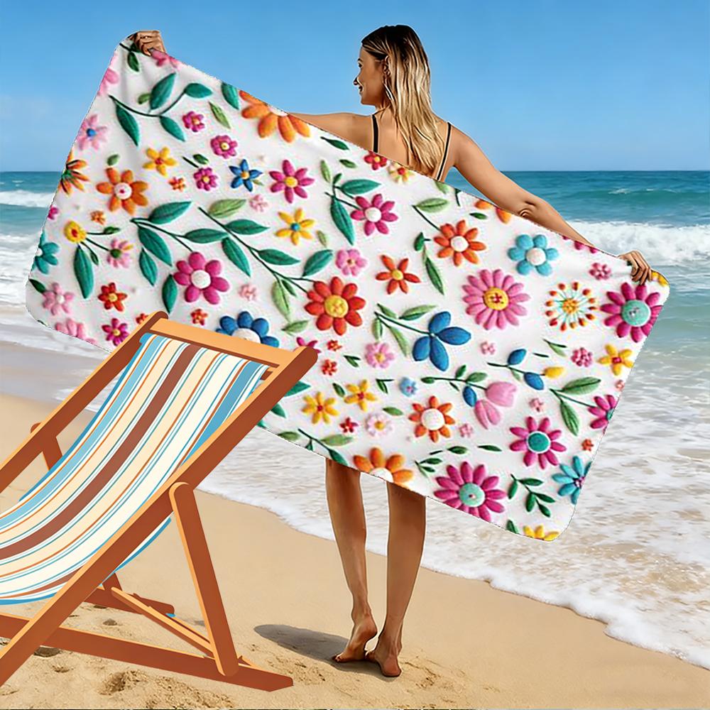 Colorful Floral Pattern Design Beach towel quick-drying for travel outdoor sports jogging beach and swimming