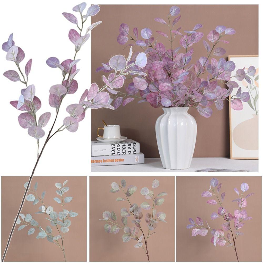 Multicolor Artificial Eucalyptus Stems Bridal Bouquet Photography Prop Simulation Money Leaf Branches Plastic Landscape Making