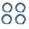 4PC Korean Denim Solid Blue Elasticity Hair Ties Rope Scrunchies for Women Girls Sport Ponytail Holder Hair Accessories