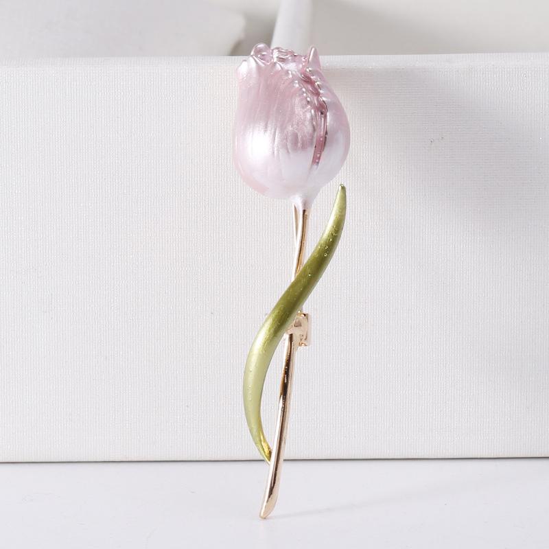 Enamel Tulip Brooches For Women Flower Wedding Office Party Brooch Pins Gift
