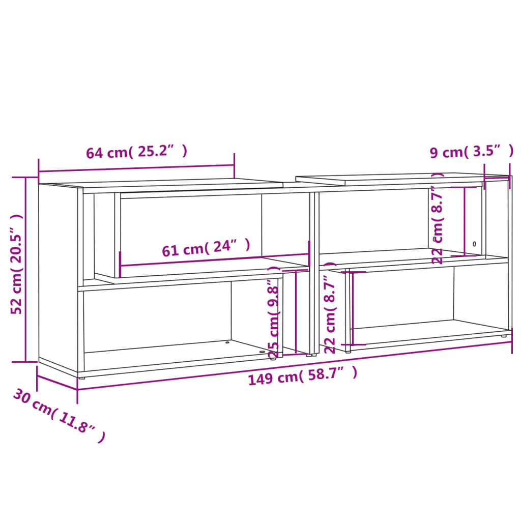 Vidaxl Szafka Pod Tv, Szara, Wysoki Połysk, 149X30X52 Cm