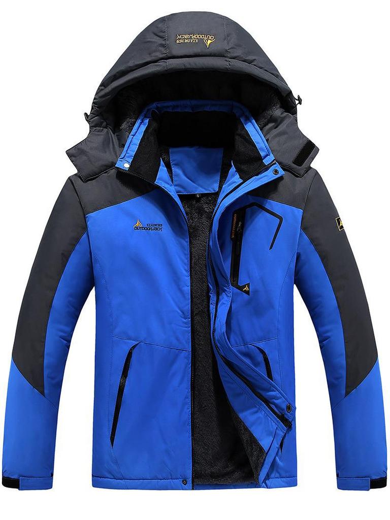 Men's Winter Windproof Fleece-Lined Cotton Jacket - Thickened Outerwear for Outdoor Cold-Weather Protection