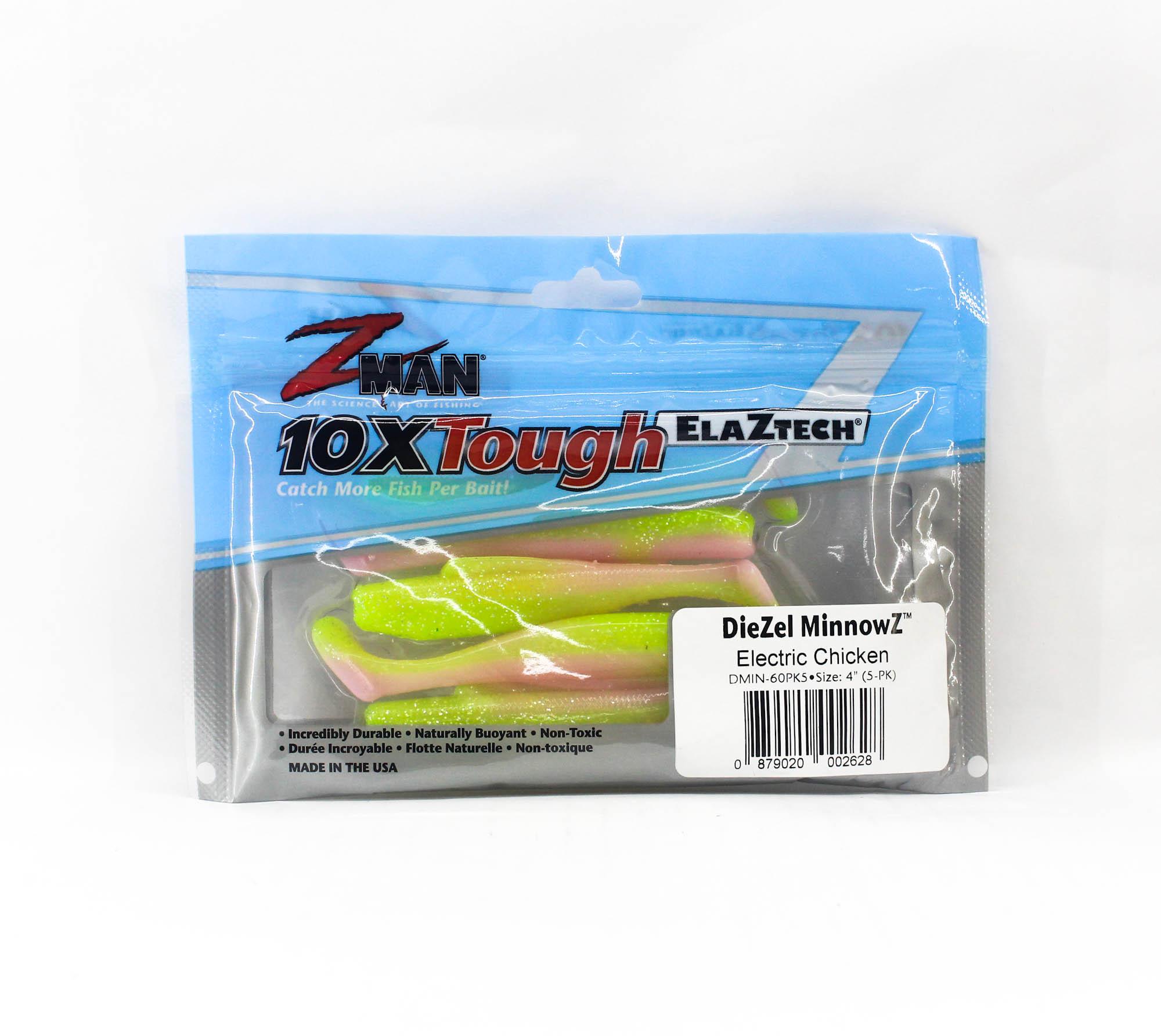 Zman Soft Lure Diezel MinnowZ 4 Inch 5/Pack Electric Chicken (2628)