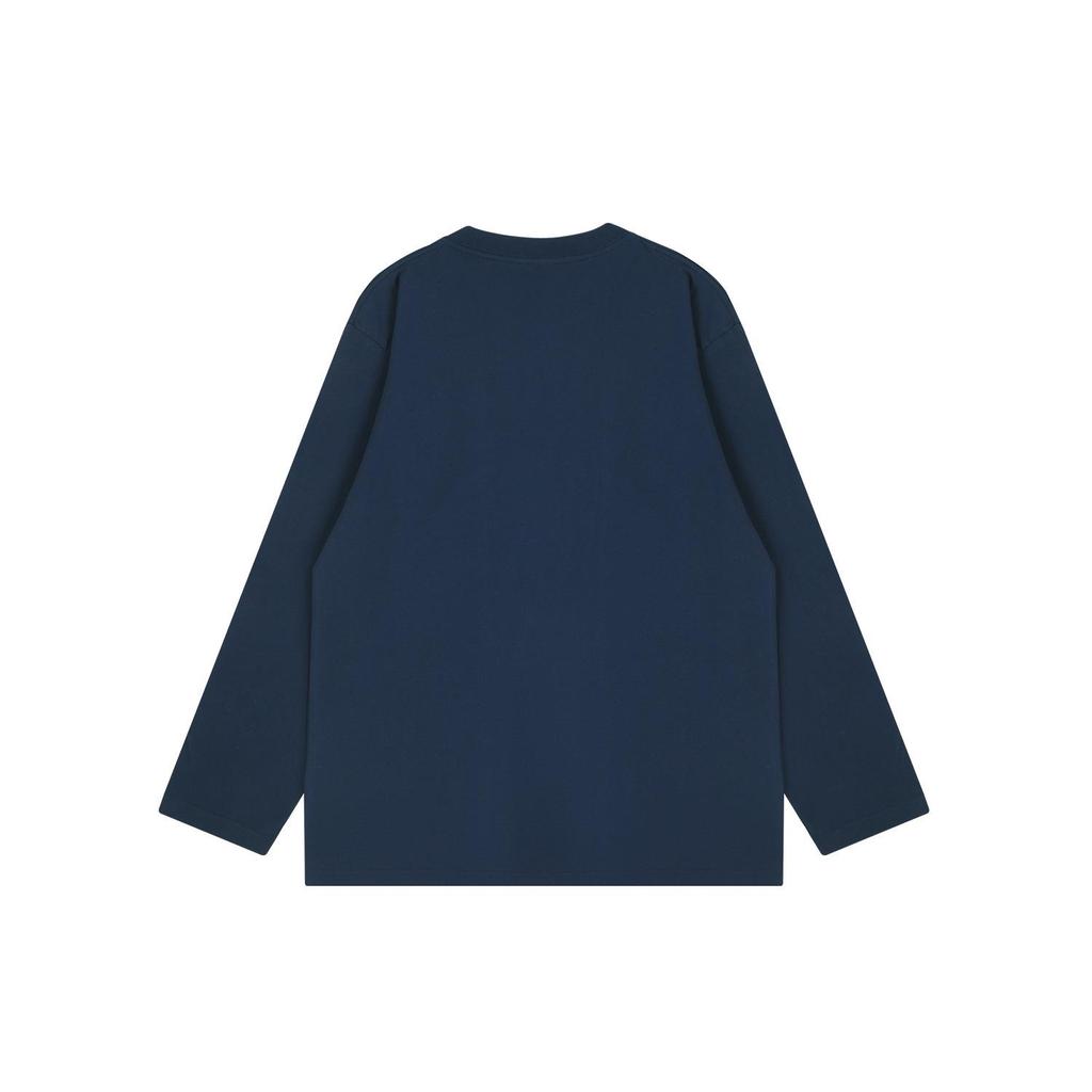 Unisex Retro Hong Kong Style Minimalist Logo Long Sleeve Cotton T-Shirt