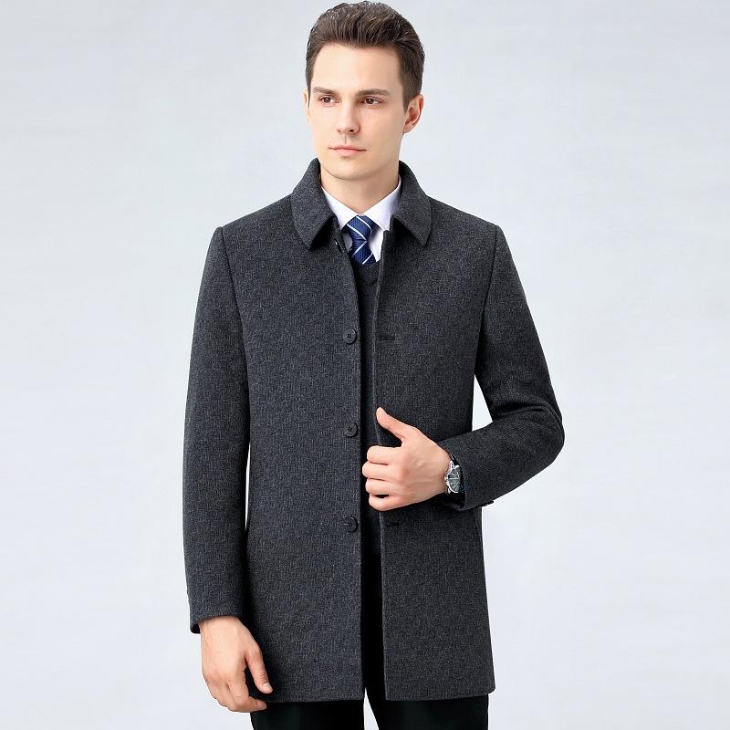 New autumn and winter double-sided woolen cashmere coat men's mid-length lapel woolen parka windbreaker jacket
