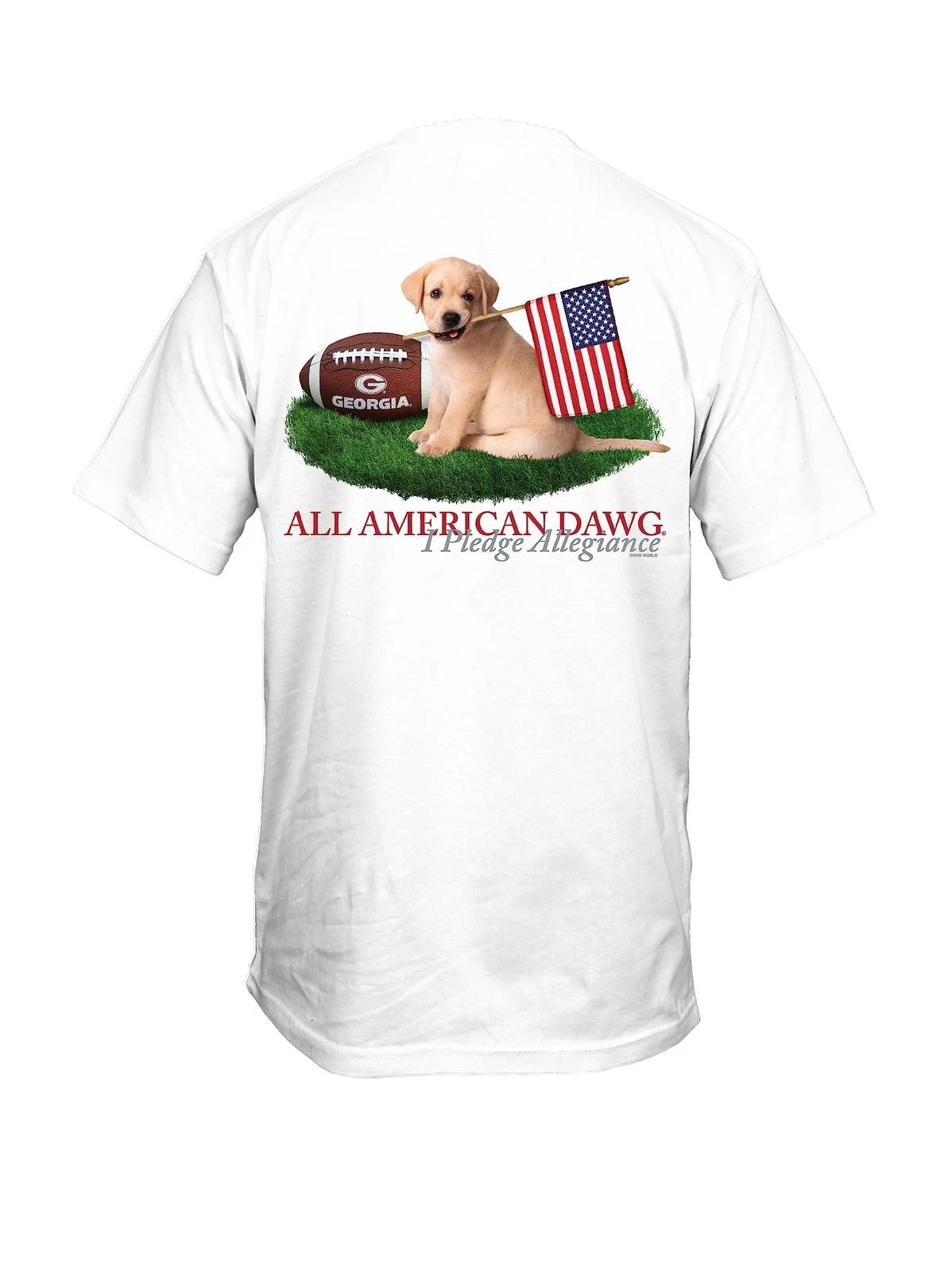 New World Graphics UGA Georgia Collegiate Bulldogs Puppy Flag Short Sleeve 2XL
