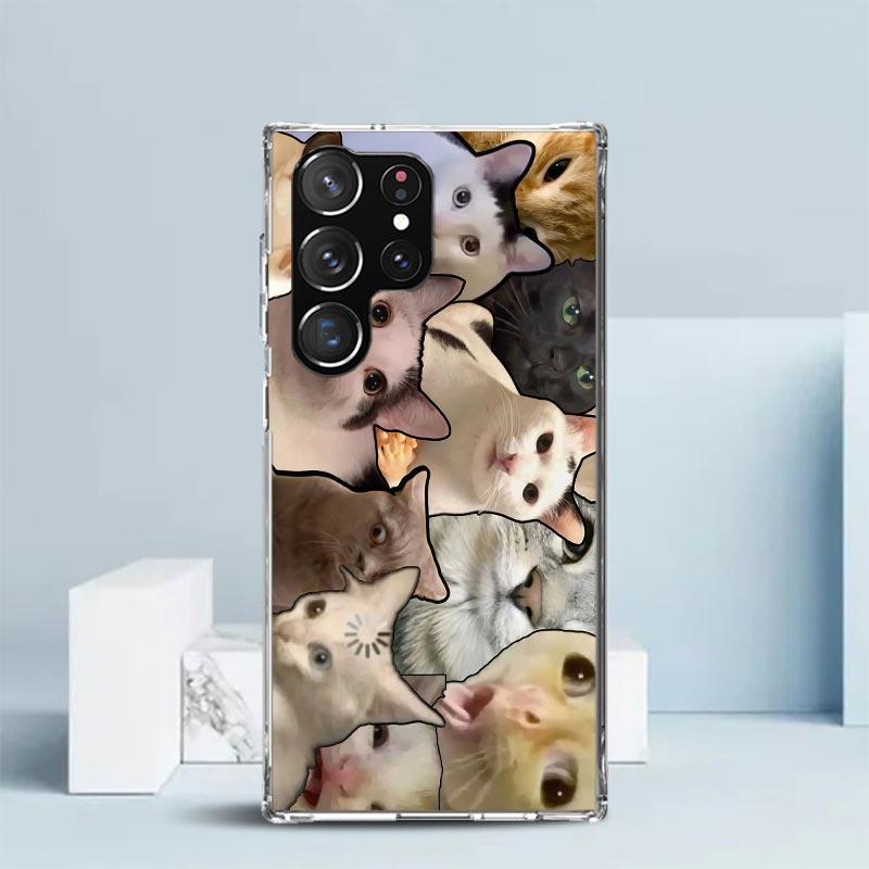 Crying Cat Memes Soft Cover for Samsung Galaxy S25 Edge S26 S24 S23 Ultra Phone Case S22 S21 Plus S20 FE Print Pattern Shell Gal