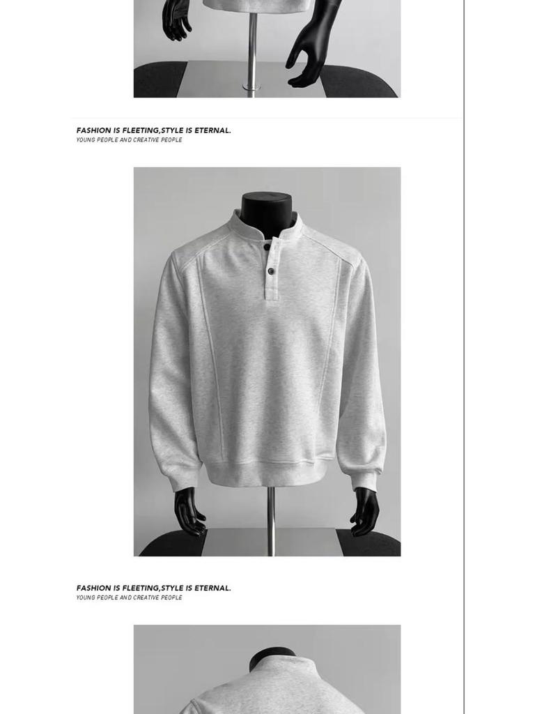 Men's Half-High Collar Hoodie: Autumn/Winter American Style, Heavyweight, Trendy Long Sleeve Top