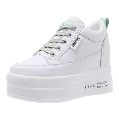 Femme Automne Confortable Respirant Femmes Chaussures Blanches Talons 9CM Augmentation de la Hauteur Baskets à Plateforme Chaussures Décontractées