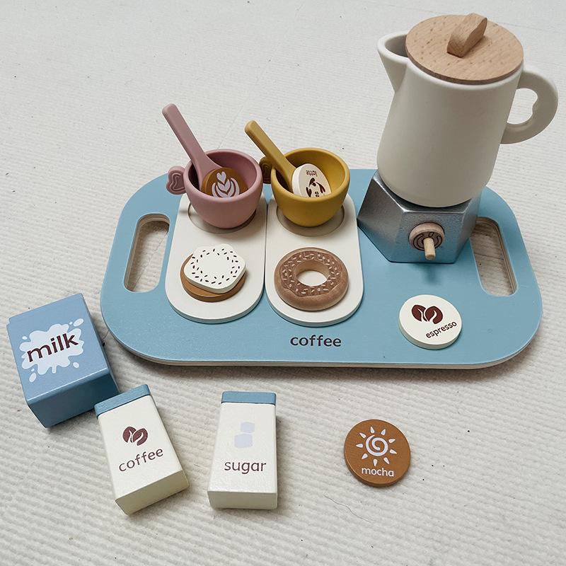 

Wooden Afternoon Tea Set for Girls - Pretend Play Coffee & Milk Toys, Ages 3-6