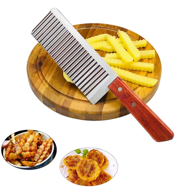 Stainless Steel Crinkle Cut Potato Slicer Wavy Blade Cutter Potato Chopper For Vegetable Chip Making Kitchen Cooking Tool