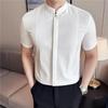Chemise Décontractée Homme Style Chinois Col Mao Coupe Slim Chemises Pour Homme Mode Été Mince Manches Courtes Blouse Homme