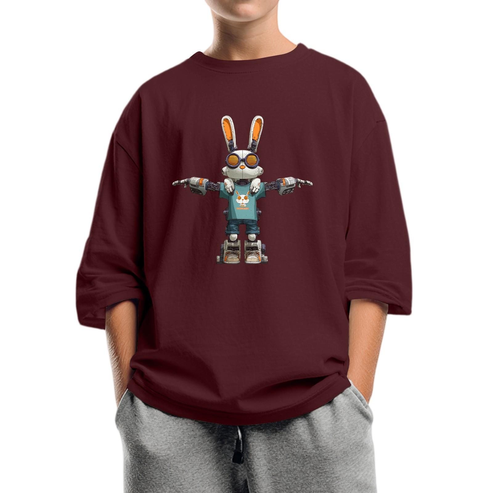 

Children s Fashion Printed Round Neck Seven Sleeve Top Casual T-Shirt 110 винний