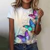 Top Women's Harajuku Short Sleeve 3D T-shirt Women's Butterfly Printed T-shirt