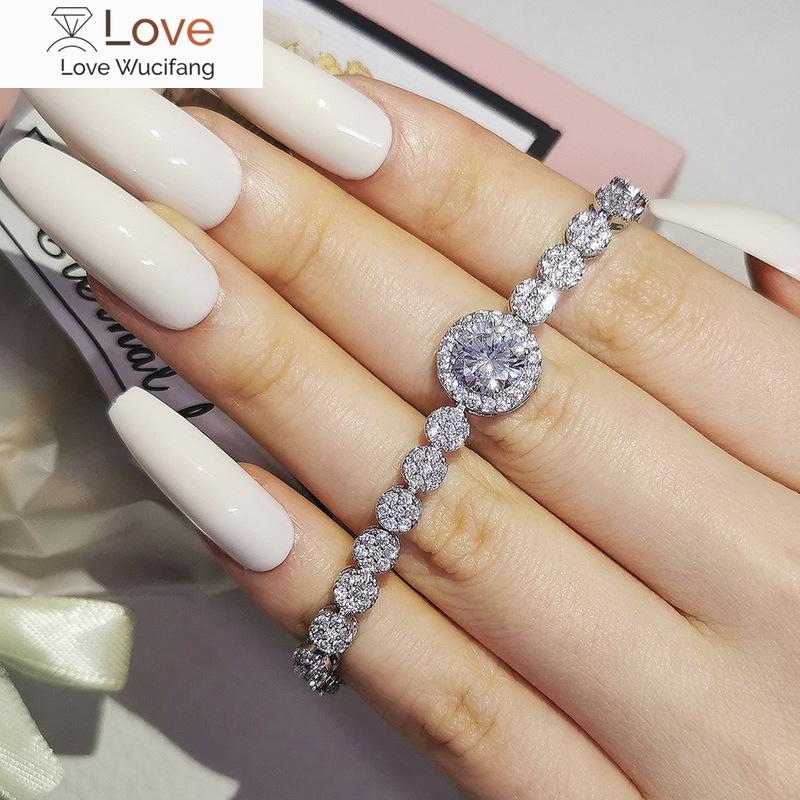 

Новое поступление роскошный круглый ограненный серебряный браслет на руку для женщин подарок на годовщину ювелирные изделия оптом 18cm белый