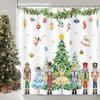 Christmas Nutcracker Shower Curtain,Xmas Tree Fairy Gifts Winter Holiday Bathroom Decor Polyester Fabric Waterproof Bath Curtain