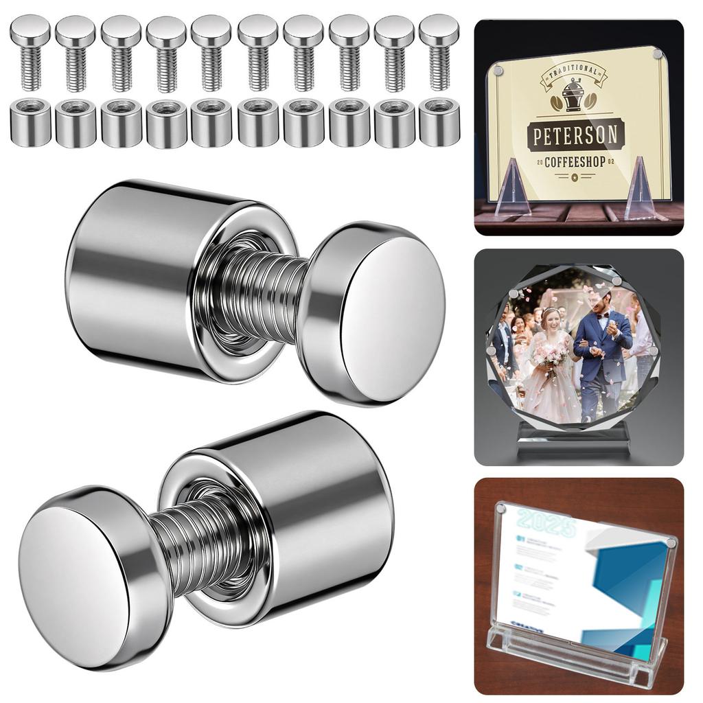 12 Stück Acryl Bilderrahmen Glas Schild Abstandshalter Nagel Wandmontage Abstandshalter Halter Werben Befestigungsschrauben Glasbefestiger