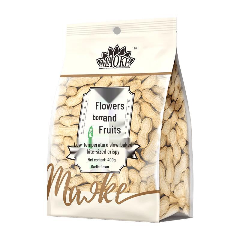 Qiaqia MAOKE Shell-on Roasted Peanuts, Garlic Flavor