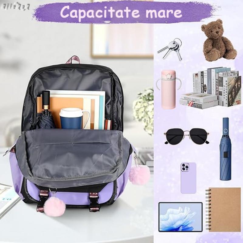AjieQaQ Demon Hunters School Backpack Shockproof Waterproof Large Capacity Lightweight Durable Oxford Fabric 41x27x14cm