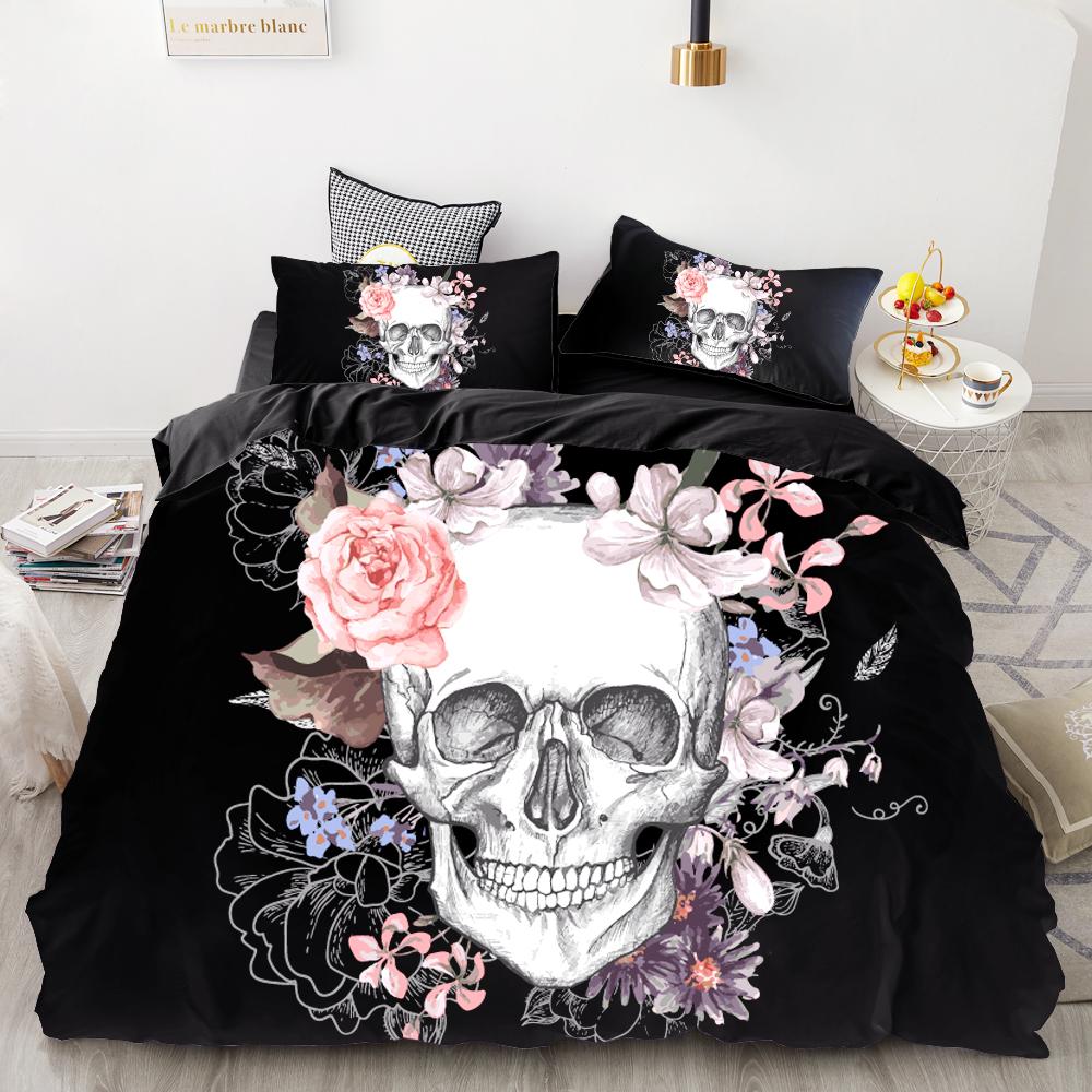 Luxury Bedding Sets 3D Custom,Duvet Cover Set Queen/King,Quilt/Blanket Cover Set,3 PCS Bed Se,halloween Skull  Bed Linen
