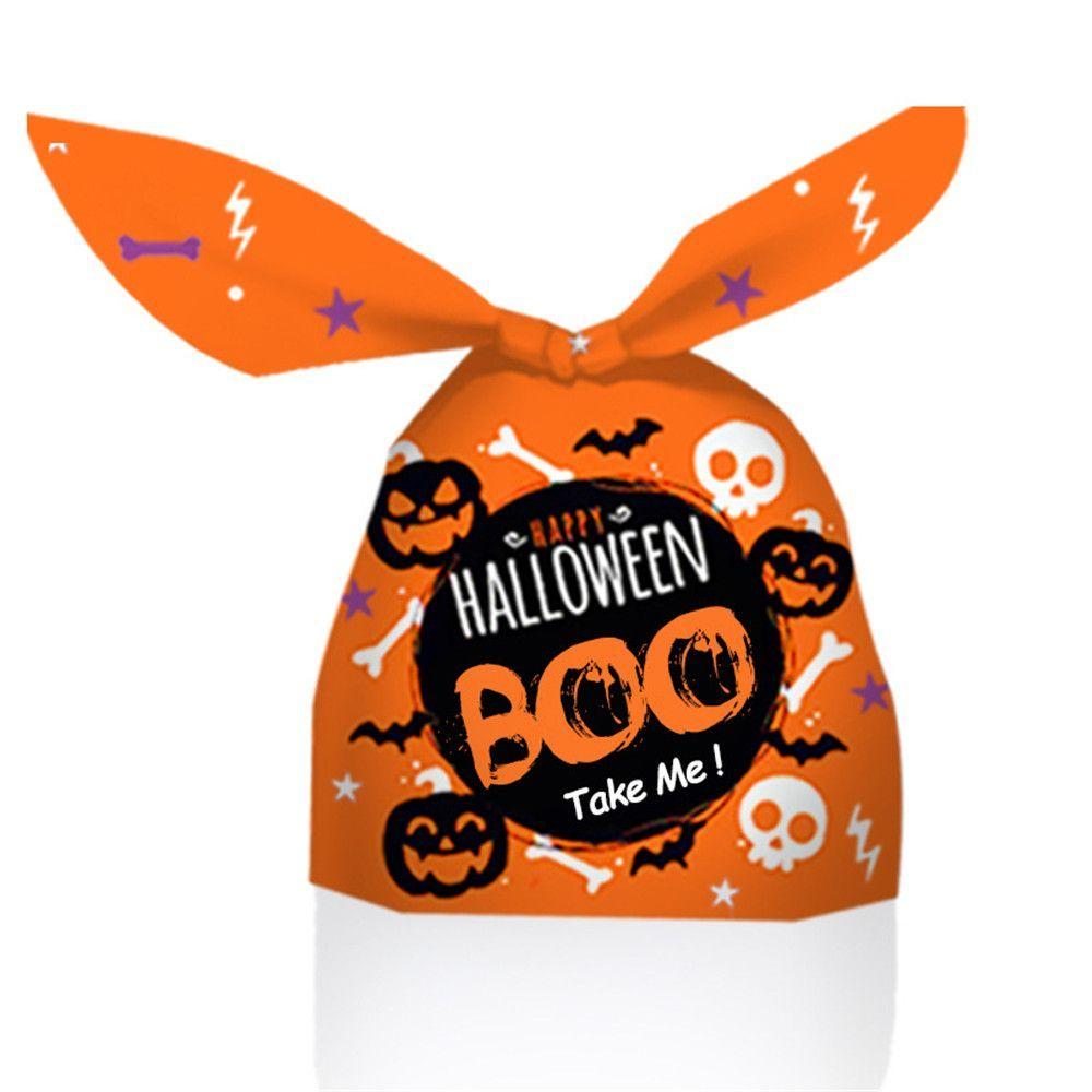 50Pcs Bat Party Supplies Pumpkin Cookie Bag Baking Packaging Halloween Candy Bags Rabbit Ear
