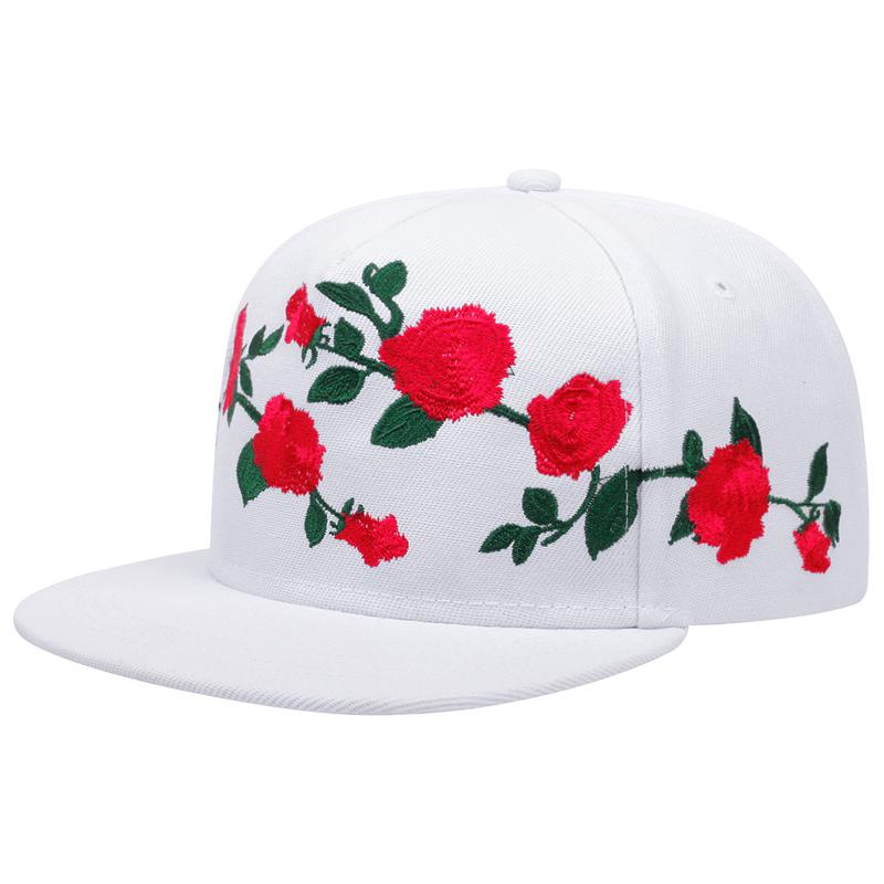 

Creative Fashion New Flat Edge Hat Csbl Rose Embroidery Daily Leisure Commuter Sunshade Baseball Hat Street Pop Hip Hop Hat