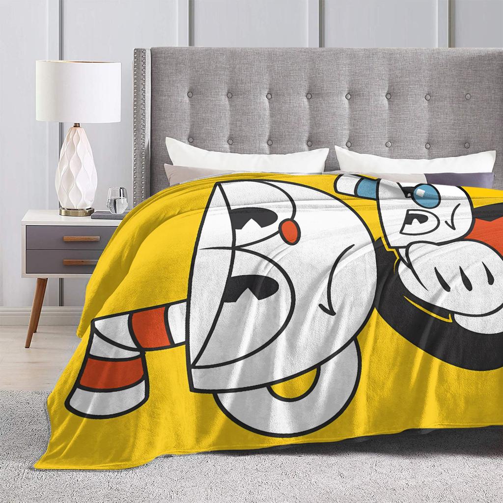 Cupheads & Mugmans Blanket Quality Soft Warm Cartoon Throw Blanket Winter Children Couch Chair Fluffy Bedspread