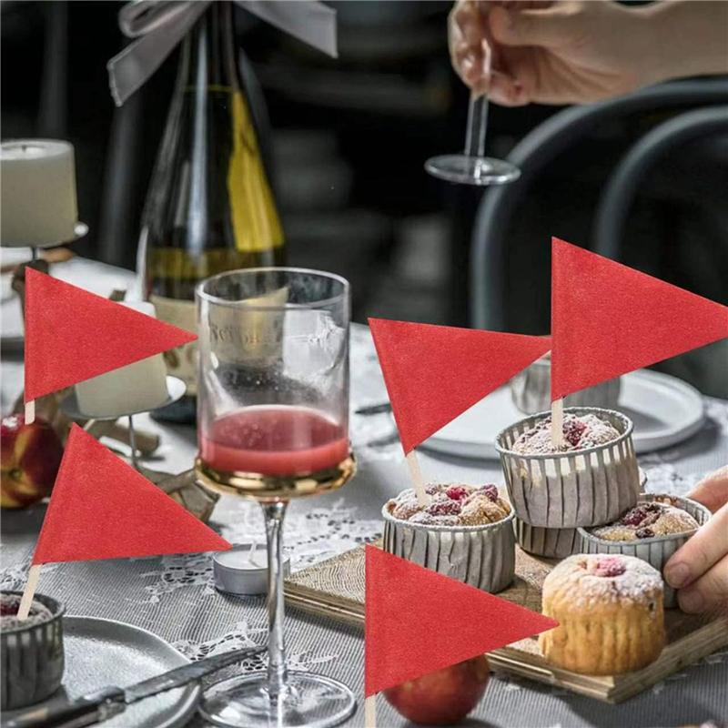 1000 Pcs Solid Red Toothpick Flags Small Mini Plain Red Color Stick Cupcake Toppers Flags DIY Decoration