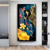 Abstract Nine Koi Fish Canvas Painting Nasturtium Poster Home Decor Wall Art Picture Aisle Living Room Interior Decoration