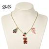 Holiday Theme Necklace Christmas Charms for Women, Cute Elk Tree Candy Cane Alloy with Bells, Festive Jewelry Party Outfit