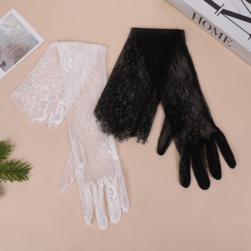 Long Sexy Mesh Gloves Halloween Wedding Accessories Female Elasticity Black Lace Thin Transparent Hollow Out Sleeves