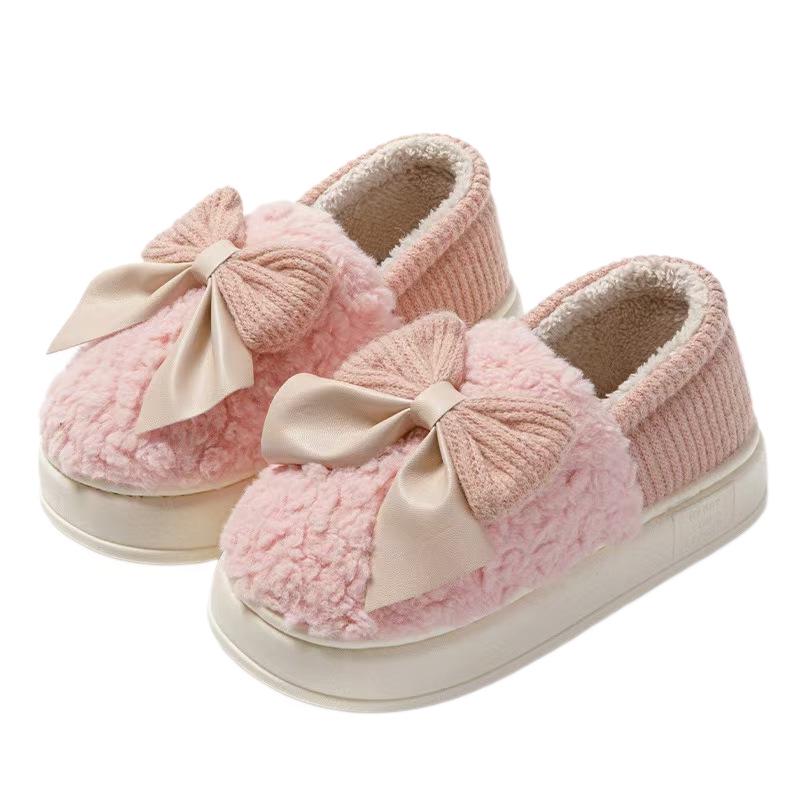Women's Winter Bowknot Cotton Non-Slip Slippers