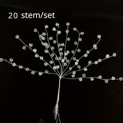 20pcs Crystal Acrylic Beaded Artificial Flower Bouquet Handcrafted Elegance for DIY Wedding Decor Home Office