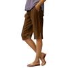 Women's Fashion Color Loose Pocket Elastic Waist Cotton Linen Casual Five Pants