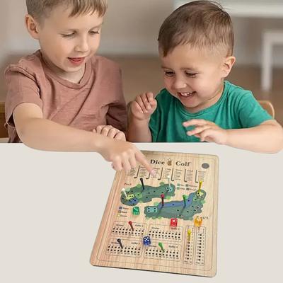 Yousheng 1 Set Holz Golf Würfel Brettspiel Tragbar Reise Golf Score Board Spielzeug Kinder Erwachsene Interaktives Golf Schreibtischspielzeug Kinder Familie Nacht Party Spiel