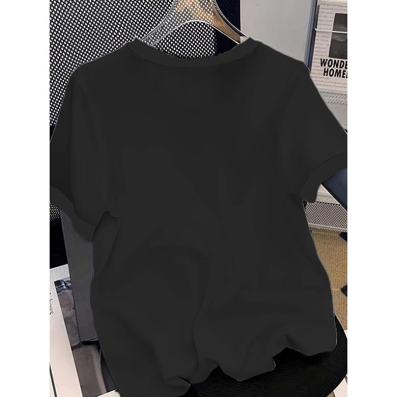 Camiseta casual de moda para mujer con cuello redondo y manga corta
