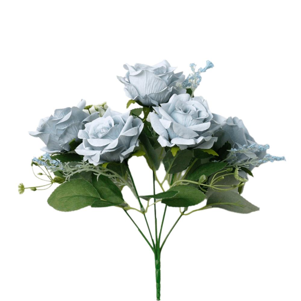 Lebensechte 5 Köpfe Künstliche Blumen Simulierte Handhaltung Seide Kunstblumen Seidenrose Hochzeitsdekoration