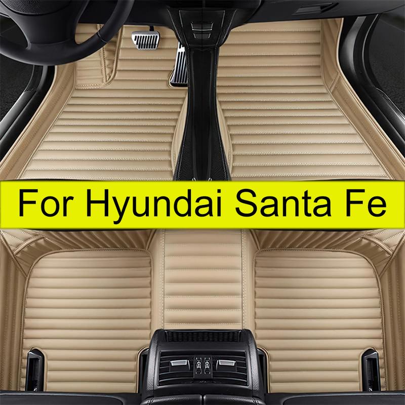 5 Seats Car Floor Mats For Hyundai Santa Fe 2013 2014 2015 2016 2017 2018 Auto Foot Pads Carpet Cover Interior Accessories