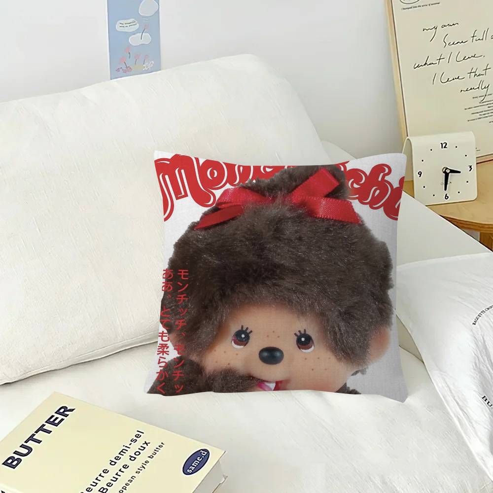 Cute MMonchhichi Pillowcase toon Gift Cushion Cover Bedroom Home Sofa Chair Seat Decor pillow case