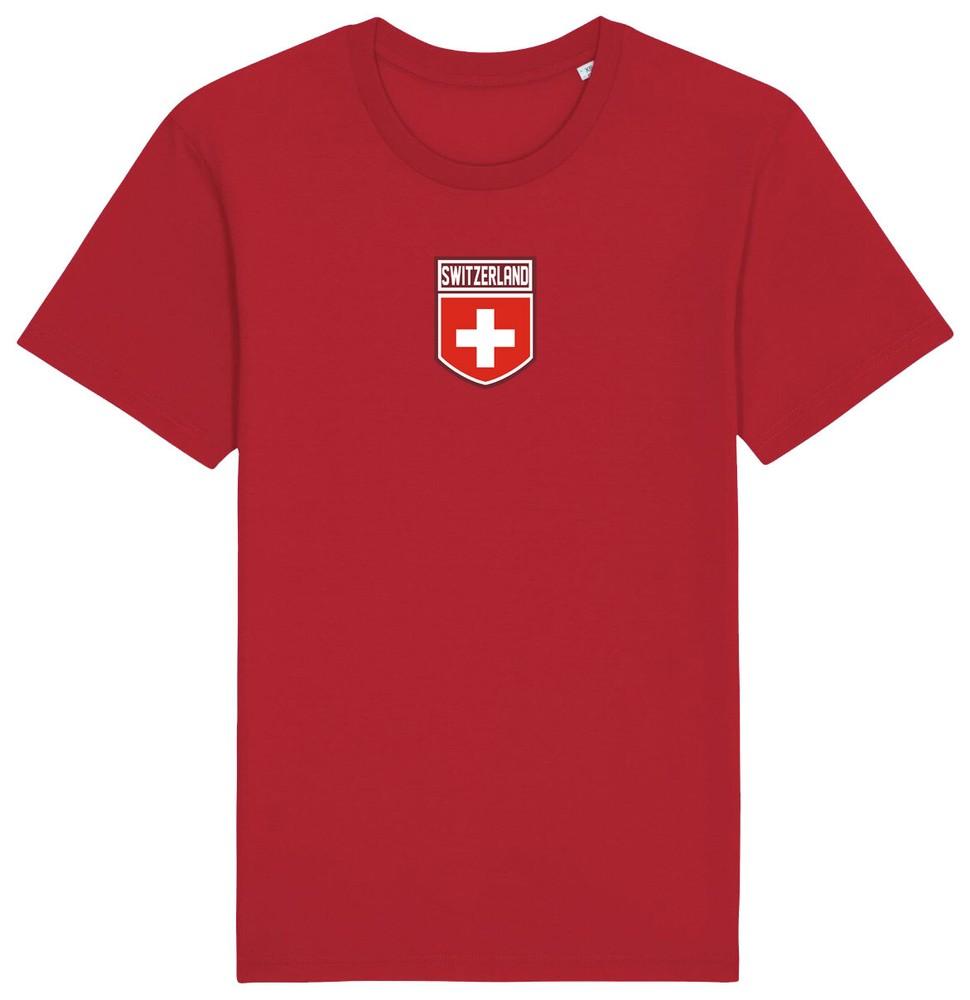 

Switzerland Flag Badge T-Shirt 2024, Adults Kids Baby, Football Euro Shipping L