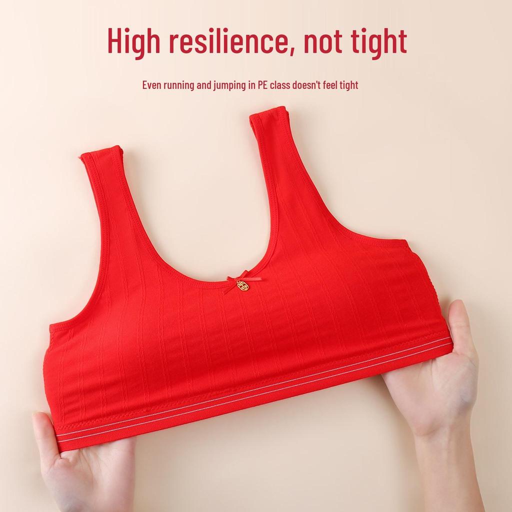 Seamless Red Junior Sports Bra - Comfortable, Breathable, Wire-Free