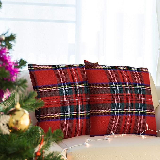 Christmas Decor Fat Fabric Bundles Buffalo Plaid Fat Quarters Square Charm Yarn-Dyed Checked Quilting for DIY Crafting Sewing