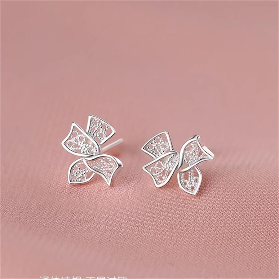 925 sterling silver hollow bow stud earrings 2025 new earrings earrings tide