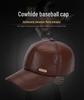 Genuine Leather Cowhide Baseball Cap with Ear Flaps, Adjustable Fleece-Lined Winter Duckbill Hat for Middle-Aged and Elderly Men.