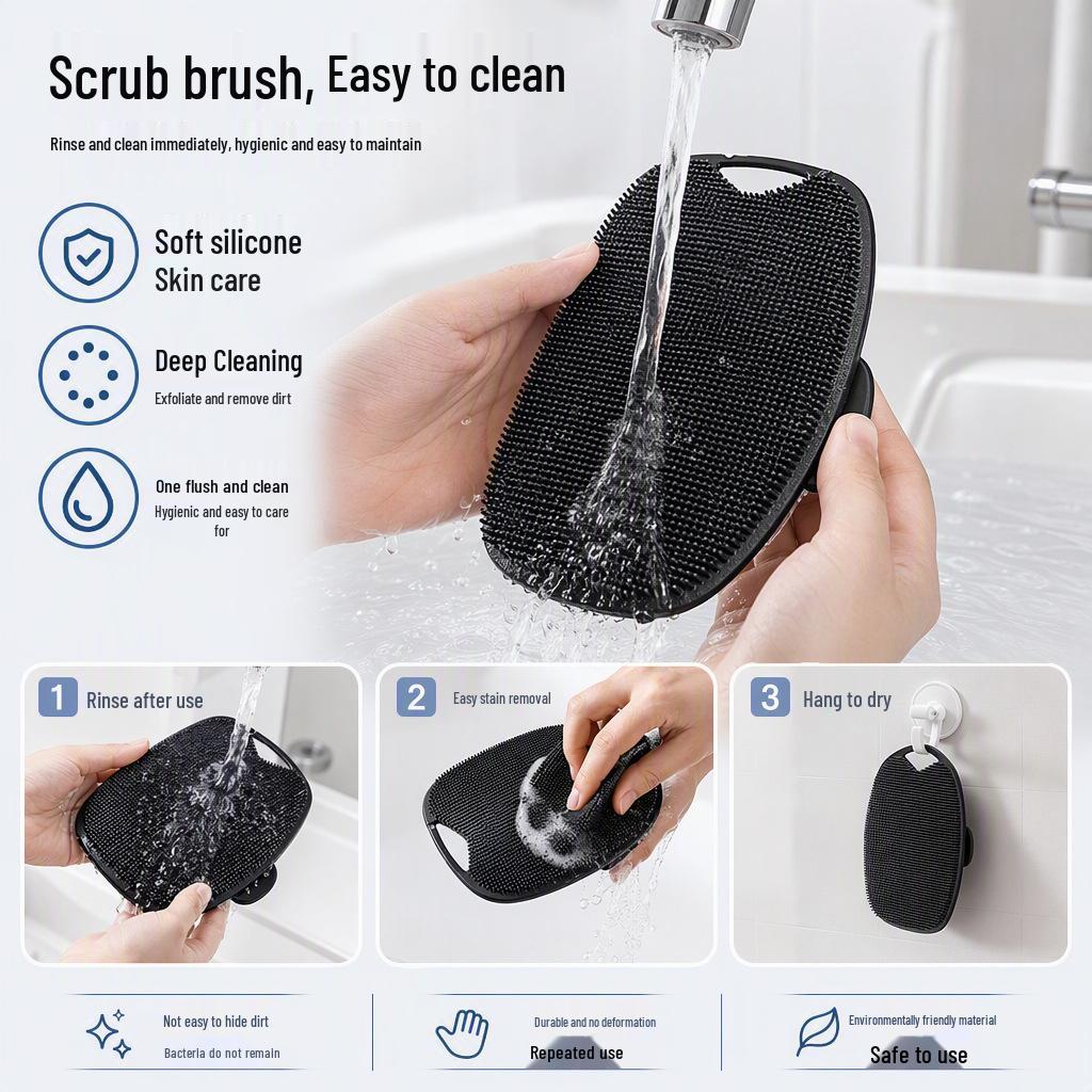 Cross-Border Silicone Bath Brush: Oval Soft Bristles, Universal for Men and Women.