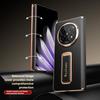 Luxury Magnetic Electroplated Genuine Cowhide Leather Case for OPPO Find N5 Axis Rotary Alloy Wrist Strap Bracket Hard Shell