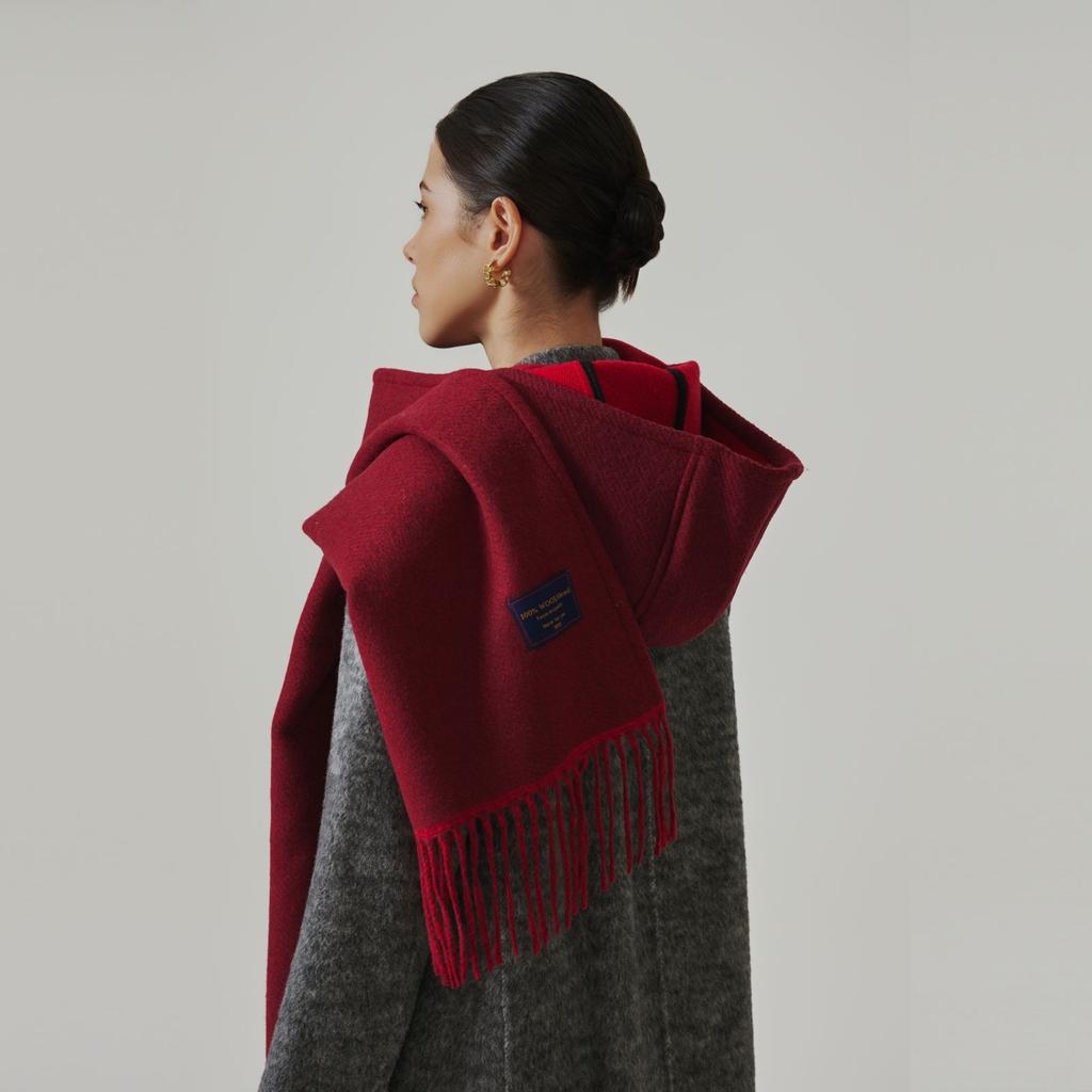 2025 Women'S Autumn/Winter New Double Sided Hooded Wool Cloak Versatile Scarf, High End Scarf, Simple Shawl