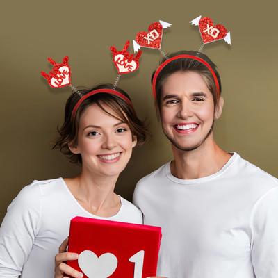 Valentinstag Herz Stirnband Glitzer Rotes Herz Haaraccessoire für Halloween Feiertag Hochzeit Geburtstag